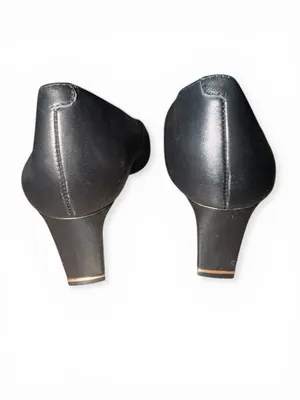 ViviamoS Black Leather Pumps Low Heel Pointed Toe Size 10 thumbnail 3