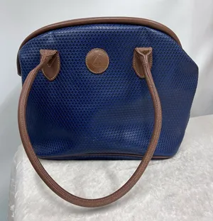 Vintage Liz Claiborne Blue textured handBag leather trim 80’s tote thumbnail 1