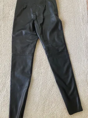 Zara Moto Pants Women’s Size Small Black Faux Leather Skinny Leg High Waist thumbnail 5