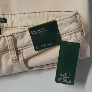 Wild Fable Shorts Women's Size 12 Beige High Waist Cuffed Casual Summer Denim thumbnail 10