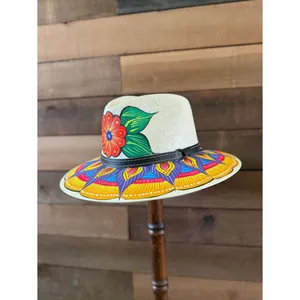 Hand Painted Floral Fedora Hat Colorful Boho Festival Statement Hat thumbnail 2