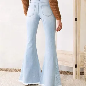 KanCan Signature High Rise Print Inset Blue Flared Women's Jeans Size 29 thumbnail 2