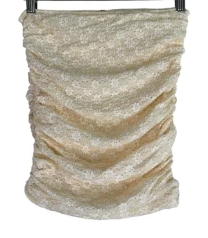 FP One By Free People Ona Ruched Cream Convertible Mini Skirt Shirt‎ Women's XS thumbnail 1