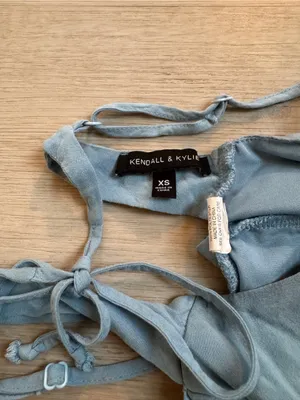 Kendall & Kylie dusty blue corset crop top camisole open tie-back Y2K size XS thumbnail 3