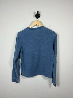 Marine Layer Blue Terry Reverse Knit Crewneck Sweatshirt Small Cropped thumbnail 6