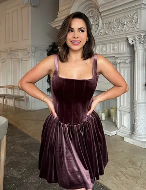 Zara Dress mini corset Velvet in Rich Purple Wedding party holiday thumbnail 1