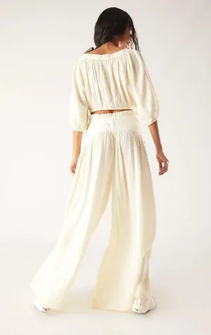 NWT Free People Lou Lou Set in Solitary Star Gauze Top Wide Leg Pants S $168 thumbnail 7
