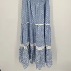 Shabby Chic Maxi Dress‎ Size 12 Blue White Striped Eyelet Lace NWT Cottagecore thumbnail 7