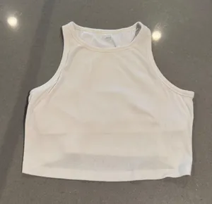 OFFLINE‎ by Aerie Ribbed Racerback Crop Tank Top Ivory XL TG thumbnail 1