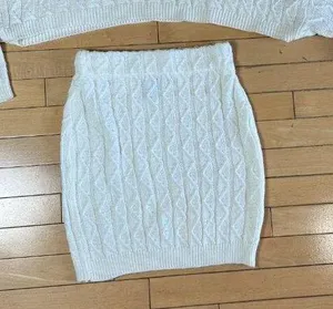 PRINCESS POLLY Cream Cable Knit Sweater Set Cropped Mini Skirt Size XS/S thumbnail 2