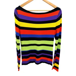 Ralph Lauren Rainbow Striped Boatneck Knit Top M Retro Whimsygoth Kidcore thumbnail 4