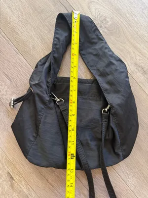 Black nylon shoulder bag with adjustable straps thumbnail 2
