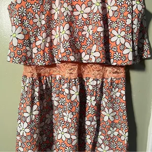 Persaya Women's Juniors Size XL Sun‎ Dress Pink Daisy Floral Lace Sleeveless thumbnail 4