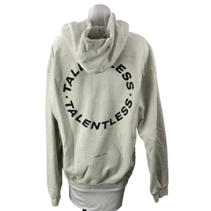 Talentless Women's Cream Long Sleeves Logo Pocket Hoodie Hooded Sweatshirt Sz L thumbnail 3
