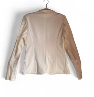 San Women's Cream Lace-Sleeve Blazer thumbnail 2