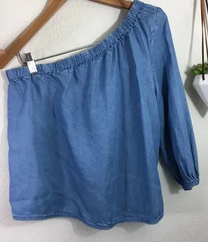 NWT Rebecca Minkoff chambray blue Harmony top thumbnail 1