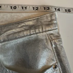 Abercrombie & Fitch Silver Metallic Denim Midi Skirt High Rise Chic Boho Size 26 thumbnail 9