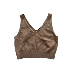 Quince 100% Mongolian Cropped Cashmere Tank Large Oatmeal thumbnail 2