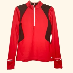 New Balance Women's Long Sleeve Running Pullover Top Size Medium Red Thumb Holes thumbnail 6