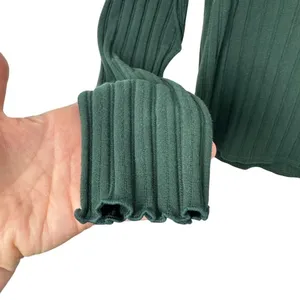 J. Crew Dark Green Ribbed Ruffle Neck Mock Neck Long Sleeve‎ Top Feminine Winter thumbnail 4