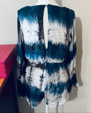 Pink Lily Boutique blue tie dye romper thumbnail 4