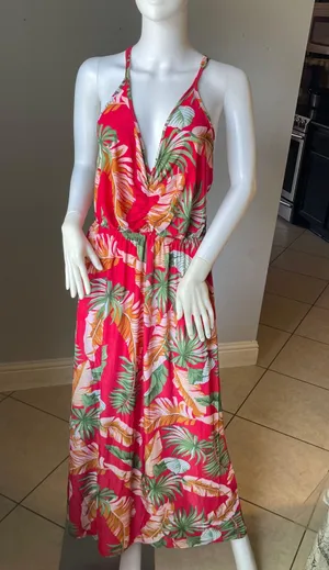 New Women’s Pink Tropical sleeveless dress thumbnail 3