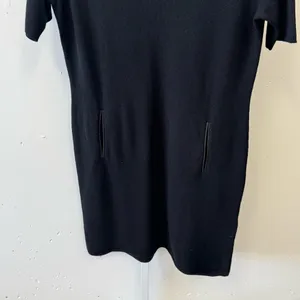 Brooks Brothers‎ Leather Combo Wool Knit Shift Midi Dress Black XL thumbnail 5