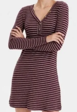 American Eagle Striped Ribbed Henley Sweater Dress Fall Grunge Y2K M thumbnail 1