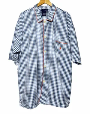 Polo Ralph Lauren Pajama Sleep Shirt Mens XL Blue Gingham Cotton Nightshirt Pony thumbnail 1