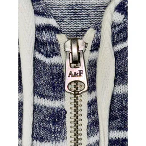 Abercrombie & Fitch Navy Blue White Striped Full Zip Up Long Sleeve Hoodie Sz XS thumbnail 6