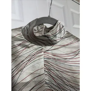 Harve Benard Vintage Mock‎ Neck Shift Dress Womens 4 Silver Abstract Satin thumbnail 4