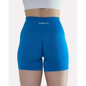 AUROLA Blue Dream Seamless 5.5" Biker Shorts High Waisted Scrunch Butt Small thumbnail 3