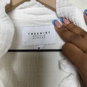 The Shirt Rochelle Behrens Women Cotton Gauze Button Down Medium White Luxury‎ thumbnail 3