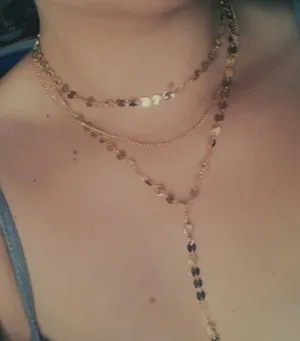 Y-Drop Choker Layer Necklace Gold Dainty thumbnail 5