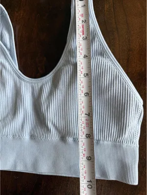 Aerie Ribbed Seamless Bralette Sports Bra Light Blue Gray Soft Stretch thumbnail 4