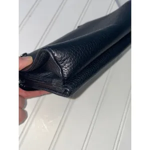 Brighton Black Leather Convertible Crossbody Wallet Croc Heart No Strap thumbnail 7