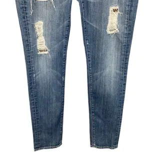 7 For All Mankind Distressed Skinny‎ Jeans Roxanne Style Size 31 Denim Low-Rise thumbnail 6