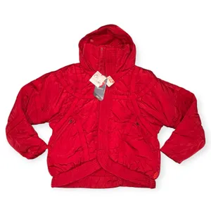 NEW With Tag Free People Movement Cranberry Red Shirr Enough Primaloft Insulated Puffer Coat Jacket Small thumbnail 5