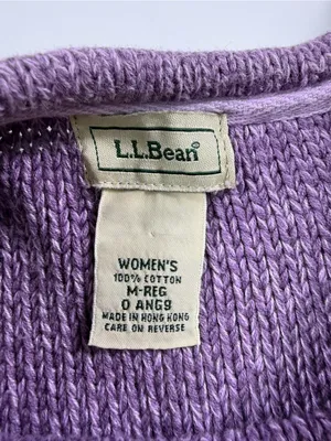 L.L. Bean 100% Cotton Lavender Crewneck Sweater thumbnail 5