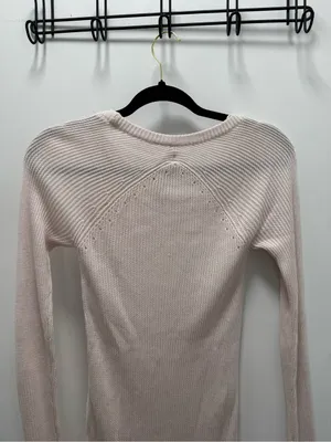 Lululemon Cabin Yogi Long Sleeve Light Pink Sweater Knit Top US 2 Cashmere Mix thumbnail 5