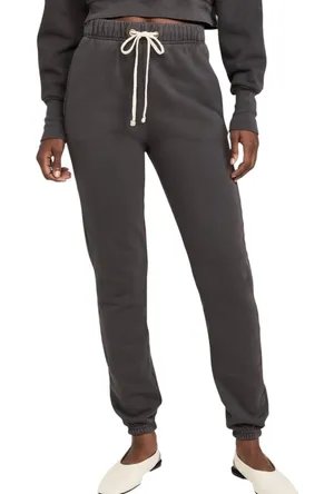 Les Tien Drawstring Waist Classic Heavy Sweatpants Vintage Black Gray Size Small thumbnail 1