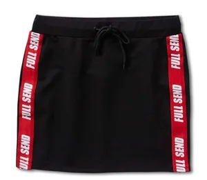 Full Send Skirt | Black Mini with Red Stripe |‎ Drawstring Waist, Comfy Size XS thumbnail 1
