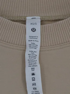 Lululemon Cropped Crewneck Sweatshirt Balloon Sleeve Tan XS/S thumbnail 5