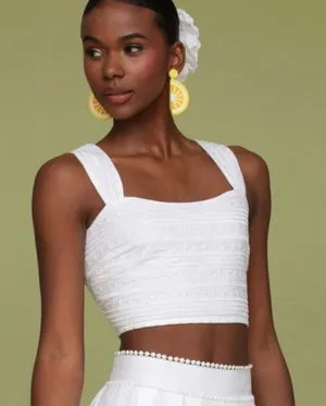 Avec Les Filles White Embroidered Crop Tank 12 thumbnail 1