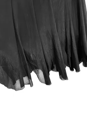 Express Black Silk Maxi Skirt Size S Flowy Handkerchief Hem Boho Elegant thumbnail 5