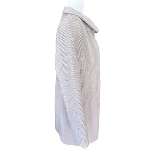 LOFT Lilac Wool Blend‎ Pea Coat Jacket Herringbone Asymmetric Zip Pockets Small thumbnail 3
