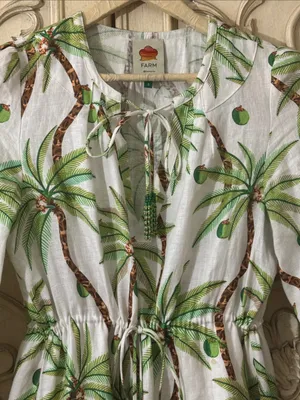 Farm Rio Bohemian Palm Tree Print Cotton Maxi Long Sleeve Dress Size Small thumbnail 4