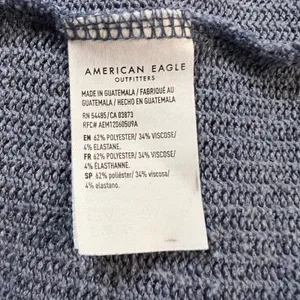 American Eagle Top Womens XL‎ Blue Knit Tie Front Button Up Long Sleeve V-Neck thumbnail 9