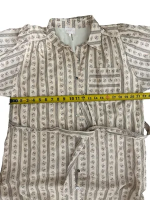 Entro Floral 100% Cotton Puff Sleeve Belted Midi Dress with Pockets Size Small thumbnail 15
