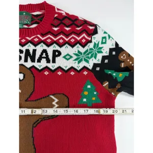 Ugly Christmas Sweater Oh Snap Gingerbread Man Fair Isle Red Knit Medium NRXF3S thumbnail 4